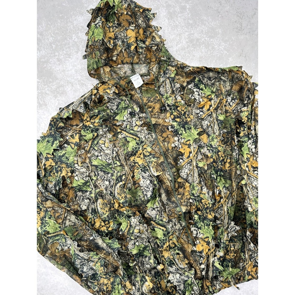 Pellor Mens 3D Leafy Camouflage Hunting Jacket Ghillie Suit Hooded Coat Green XL